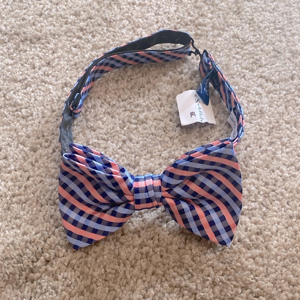 Saddlebred Pink and Blue Adjustable Bow Tie